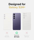 Galaxy S24 Plus Case | Fusion Design - Comparison chart showing Galaxy S24+ is the correct 6.7-inch fit, excluding S24 and S24 Ultra.
