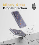 Galaxy S24 Plus Case | Fusion Design - Floral phone case hitting concrete with debris, showing military-grade drop protection.