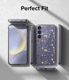 Galaxy S24 Plus Case | Fusion Design - Clear phone case with floral pattern shown from multiple angles on gray background.