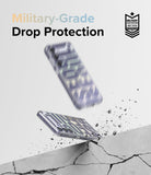 Galaxy S24 Plus Case | Fusion Design - A phone case bouncing off a cracked concrete surface with military-grade drop protection text.