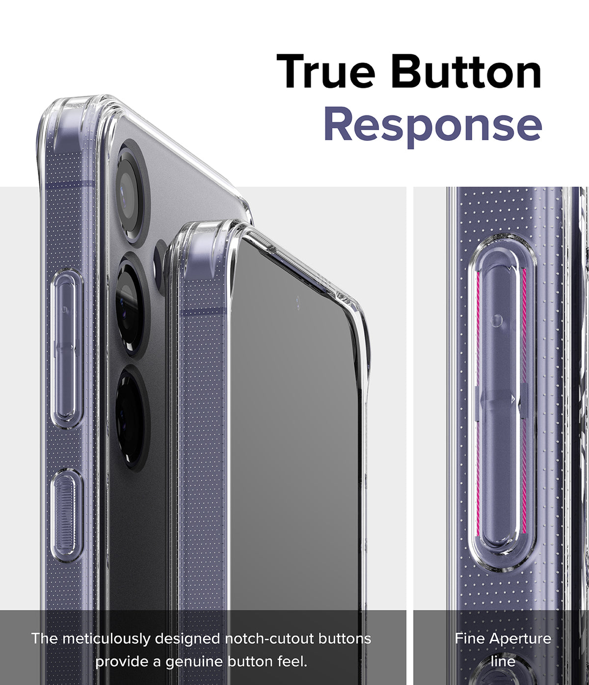 Galaxy S24 Plus Case | Fusion Matte - Close-up of phone case buttons with notch-cutouts for tactile response.