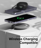 Galaxy S24 Plus Case | Fusion Matte - Galaxy S24 Plus in a clear case wirelessly charging on a circular pad.