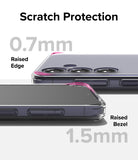 Galaxy S24 Plus Case | Fusion Matte - Close-up showing 0.7mm raised camera edges and 1.5mm raised screen bezel for protection.