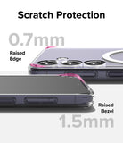 Galaxy S24 Plus Case | Fusion Magnetic - Close-up showing 0.7mm camera edge and 1.5mm screen bezel for scratch protection.
