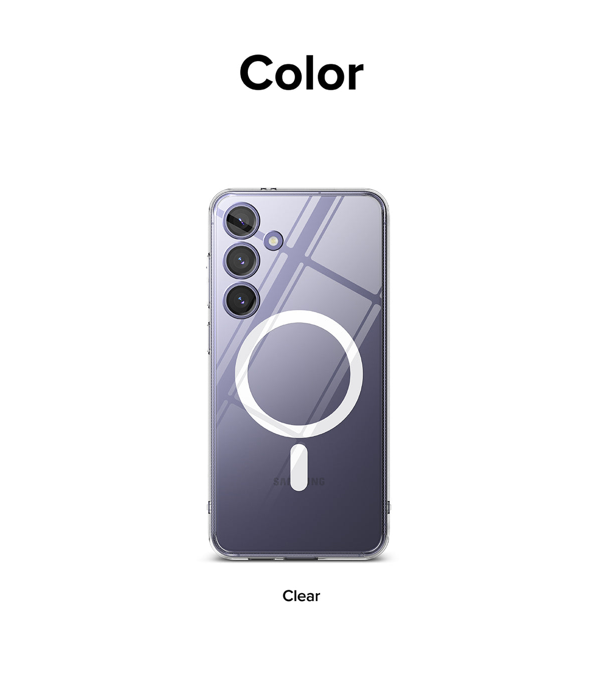 Galaxy S24 Plus Case | Fusion Magnetic - Clear phone case on a purple Galaxy S24 Plus with a white magnetic ring.