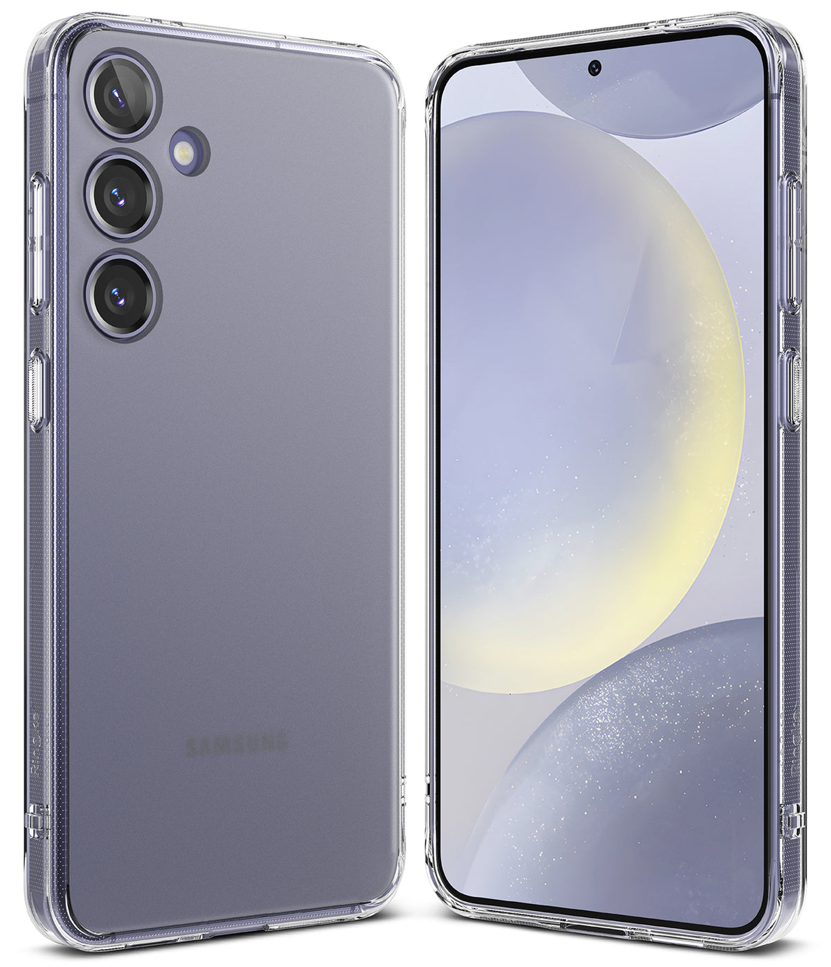 Galaxy S24 Plus Case | Fusion Matte - Front and back views of a smartphone in a clear, matte protective case.
