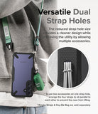 Galaxy S24 Plus Case | Fusion-X - Phone case with dual strap holes holding a green lanyard and a small accessory bag.