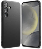 Galaxy S24 Plus Case | Onyx - Black textured protective case shown from the back and front on a Galaxy S24 Plus phone.