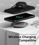 Galaxy S24 Plus Case | Onyx - Black phone case on a wireless charging pad showing a 70% charge icon on the screen.