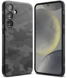 Galaxy S24 Case | Onyx Design - Black phone case with textured camo pattern, showing back camera layout and front screen.