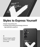 Galaxy S24 Plus Case | Onyx Design - Black phone case featuring a white X-shaped graffiti design over digital error text.