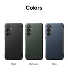 Galaxy S24 Plus Case | Onyx - Three Galaxy S24 Plus phones in black, dark green, and navy textured cases side-by-side.