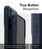 Galaxy S24 Case | Onyx - Close-up of phone case buttons with notch-cutouts for tactile response and a textured side grip.