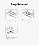 Galaxy S25 Ultra | Camera Lens Frame Glass - Three-step diagram showing how to remove lens protectors using a tool.