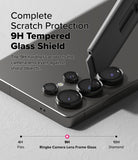 [Bundle] Galaxy S25 Ultra | Rugged Gear Magnetic - Galaxy S25 Ultra | Rugged Gear Magnetic - A utility knife scrapes a 9H tempered glass camera lens protector on a phone.