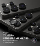 [Bundle] Galaxy S25 Ultra | Fusion Bold Magnetic - Close-up of black camera lens protectors applied to a Galaxy S25 Ultra.