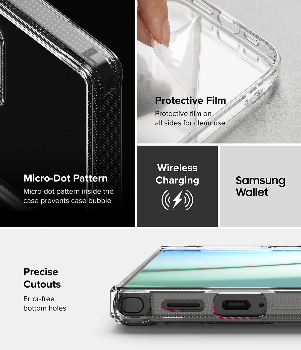 Galaxy S25 Ultra Case | Fusion Card - Features micro-dot pattern, protective film, wireless charging, and precise cutouts.