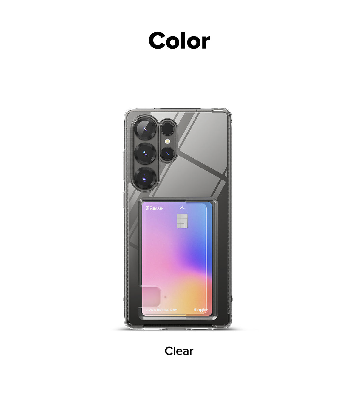 Galaxy S25 Ultra Case | Fusion Card - Clear phone case with a built-in card slot holding a colorful gradient card.