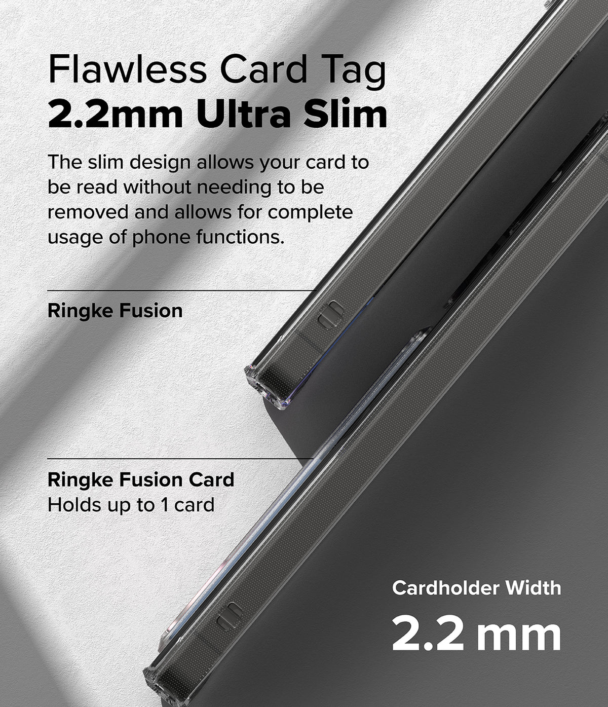 Galaxy S25 Ultra Case | Fusion Card - Side view of a slim, clear phone case highlighting its 2.2mm cardholder slot.