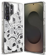 Galaxy S25 Ultra Case | Fusion Design [Seoul] - Clear phone case featuring a stylized black and white map of Seoul.