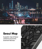 Galaxy S25 Ultra Case | Fusion Design [Seoul] - A night view of Seoul skyline above a phone case featuring a graphic map.