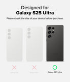Galaxy S25 Ultra Case | Fusion Matte - Comparison chart showing Galaxy S25, S25+, and S25 Ultra with a check for the Ultra.