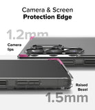 Galaxy S25 Ultra Case | Fusion Matte - Close-up showing 1.2mm camera lips and 1.5mm raised screen bezel for protection.