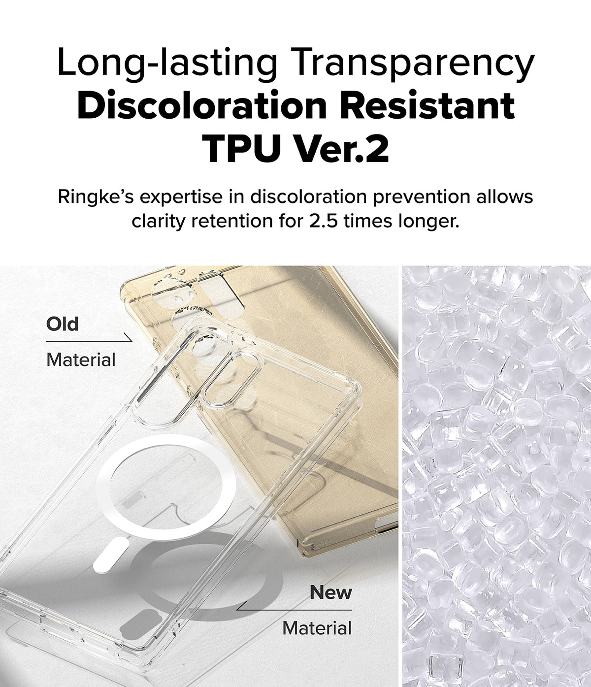 [Bundle] Galaxy S25 Ultra | Fusion Magnetic - Galaxy S25 Ultra | Fusion Magnetic - Comparison of yellowed old phone case material versus clear new TPU material.