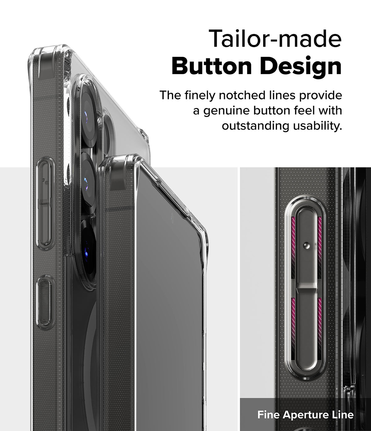 Galaxy S25 Ultra Case | Fusion Magnetic Matte - Close-up of phone case buttons with notched, tactile design details.