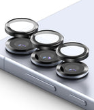 Galaxy S25 | Camera Lens Frame Glass - Three protective glass lens covers hovering above the Galaxy S25 camera array.