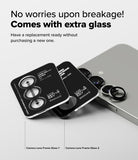 [Bundle] Galaxy S25 | Silicone Magnetic - Two Galaxy S25 camera lens protector sets next to a phone with installed lenses.