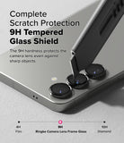 [Bundle] Galaxy S25 | Fusion Magnetic - A utility knife blade scratches a 9H tempered glass camera lens protector on a smartphone.