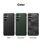 Galaxy S25 Plus Case | Onyx - Three Galaxy S25 Plus cases in black, dark green, and camo black arranged side-by-side.
