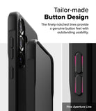 Galaxy S25 Plus Case | Onyx - Close-up of black phone case buttons with textured, notched edges for tactile feedback.