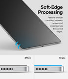 Galaxy Tab S10 Plus / Tab S9 Plus / Tab S8 Plus / Tab S7 Plus / Tab S7 FE | Invisible Defender Glass - Tablet screen with soft-edge glass, showing a smooth transition compared to a standard sharp-edged protector.