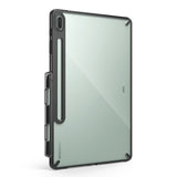 Galaxy Tab S7 FE Case | Fusion - Clear protective case on a light green tablet with a black stylus holder on the side.