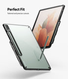 Galaxy Tab S7 FE Case | Fusion - Clear protective case on a tablet with precise cutouts and an integrated S Pen holder.