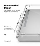 Galaxy Tab S8 / Tab S7 Case | Fusion - Clear protective case on a tablet with labels highlighting TPU and polycarbonate.