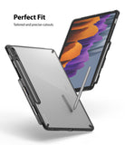Galaxy Tab S8 / Tab S7 Case | Fusion - Clear protective case on a tablet with an S Pen and precise cutouts.