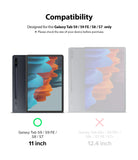 Galaxy Tab S9 / Tab S9 FE / Tab S8 / Tab S7 | Invisible Defender Glass - Compatibility chart comparing 11-inch tablets.