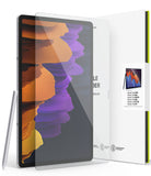 Galaxy Tab S10 Plus / Tab S9 Plus / Tab S8 Plus / Tab S7 Plus / Tab S7 FE | Invisible Defender Glass - A tablet screen protector hovering over a Samsung tablet with a stylus, next to its product packaging.