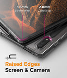 Galaxy Tab S8 Ultra Case | Fusion - Close-up showing 1.5mm screen bezel and 2.0mm camera lips for raised edge protection.