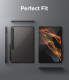 Galaxy Tab S8 Ultra Case | Fusion - Tablet in a black case shown from multiple angles with a stylus attached.