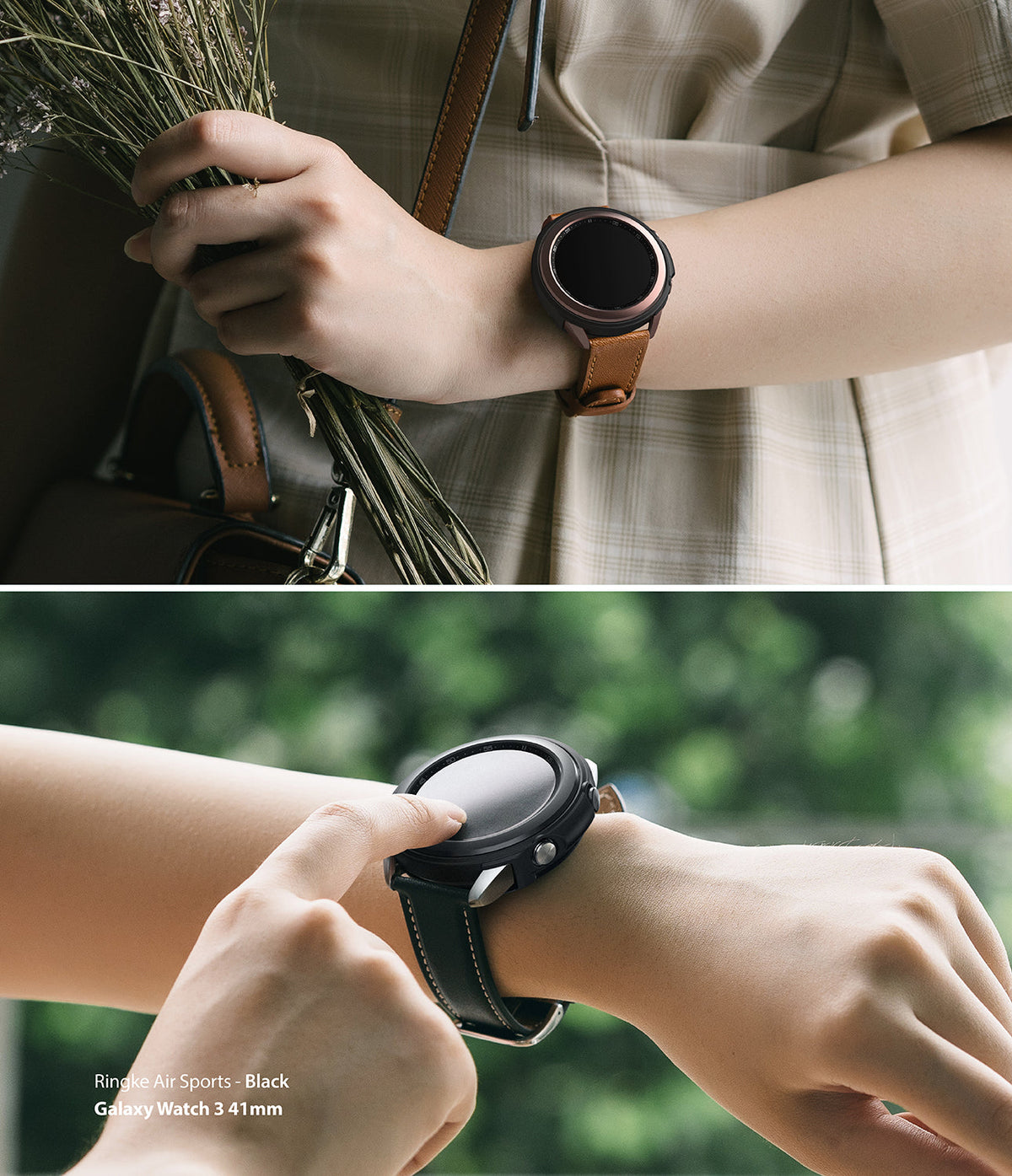 Galaxy Watch 3 41mm Case | Air Sports - Black protective watch case on a Galaxy Watch 3 41mm worn on a wrist.