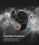 Galaxy Watch 3 41mm | Air Sports + Bezel Styling 10 - Black smartwatch with tachymeter bezel surrounded by dust clouds.