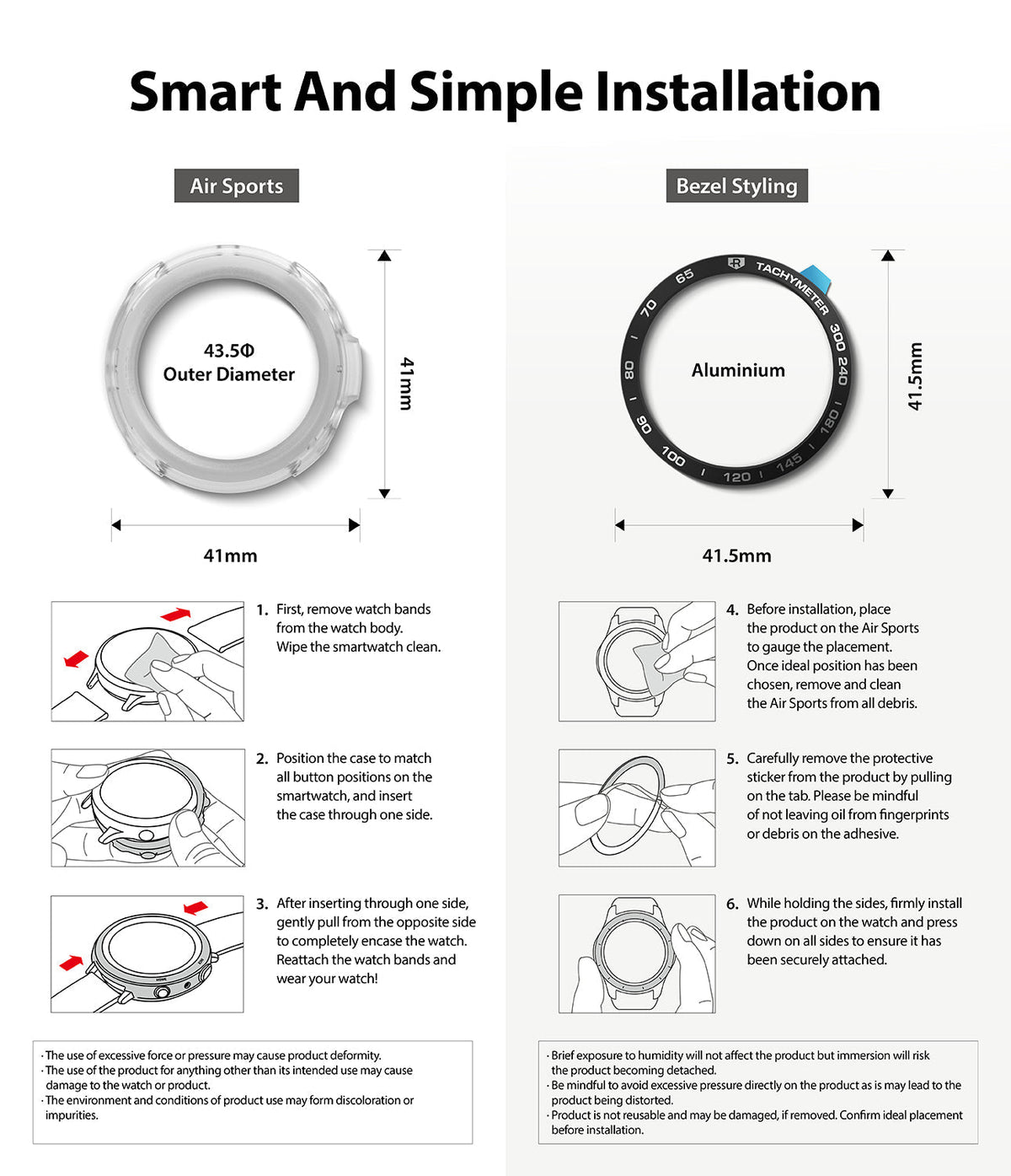 Galaxy Watch 3 41mm | Air Sports + Bezel Styling 10 - Installation guide showing Air Sports case and Bezel Styling ring.