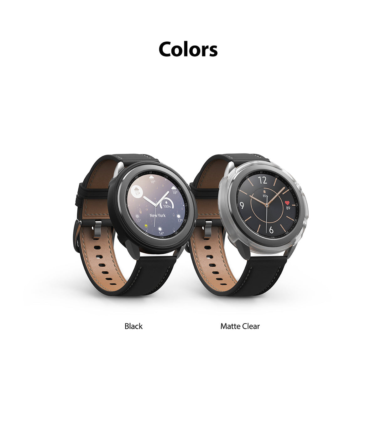 Galaxy Watch 3 41mm Case | Air Sports - Two Galaxy Watch 3 units with black and matte clear protective cases.