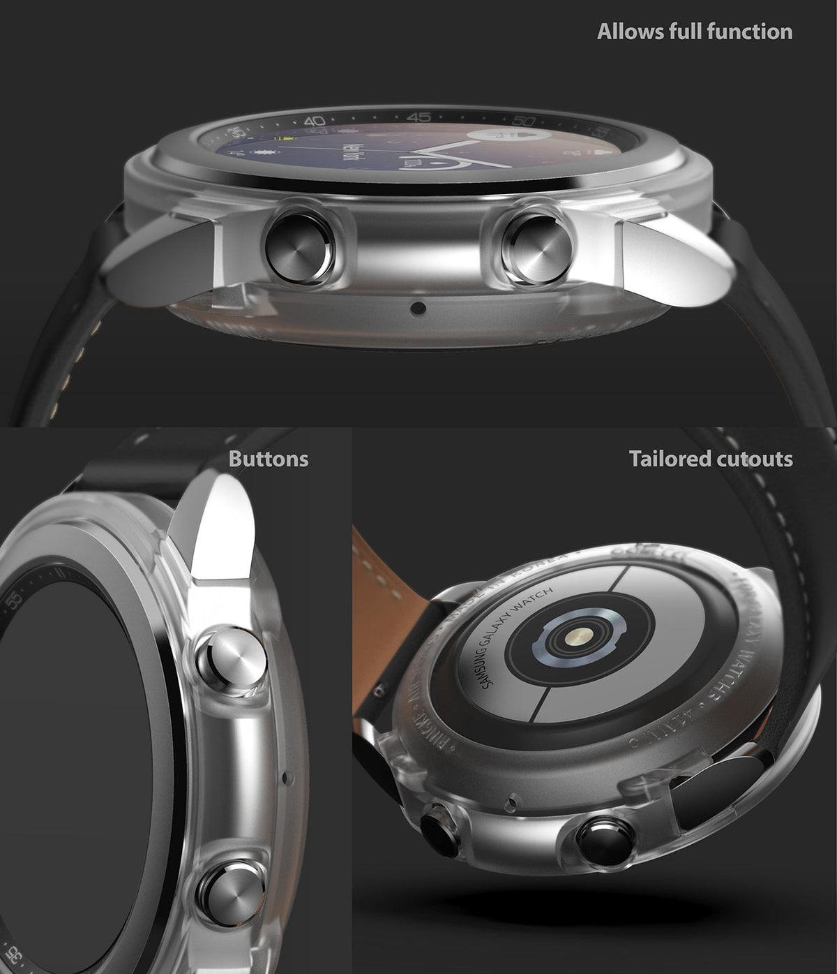 Galaxy Watch 3 41mm Case | Air Sports - Clear protective watch case showing button access and precise sensor cutouts.