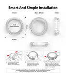 Galaxy Watch 3 41mm Case | Air Sports - Technical diagrams and three-step installation guide for a clear watch case.