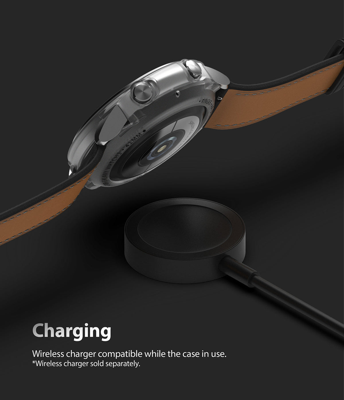 Galaxy Watch 3 41mm Case | Air Sports - Galaxy Watch 3 with protective case hovering above a wireless charging pad.